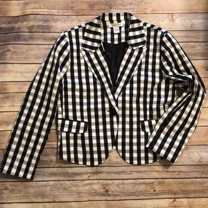Tweeds Black-White Gingham Plaid Blazer Jacket L